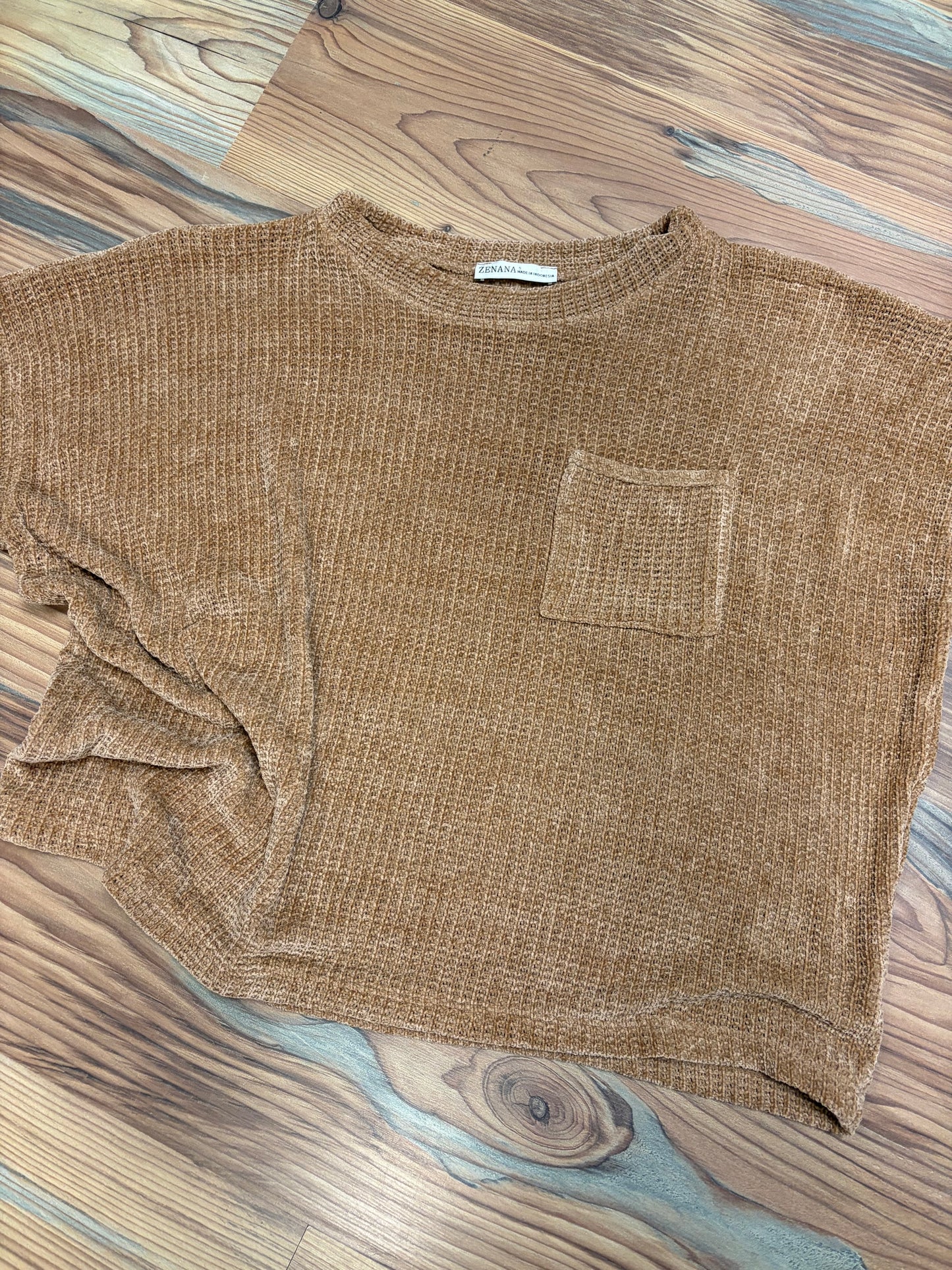 Camel Chenille Waffle Top