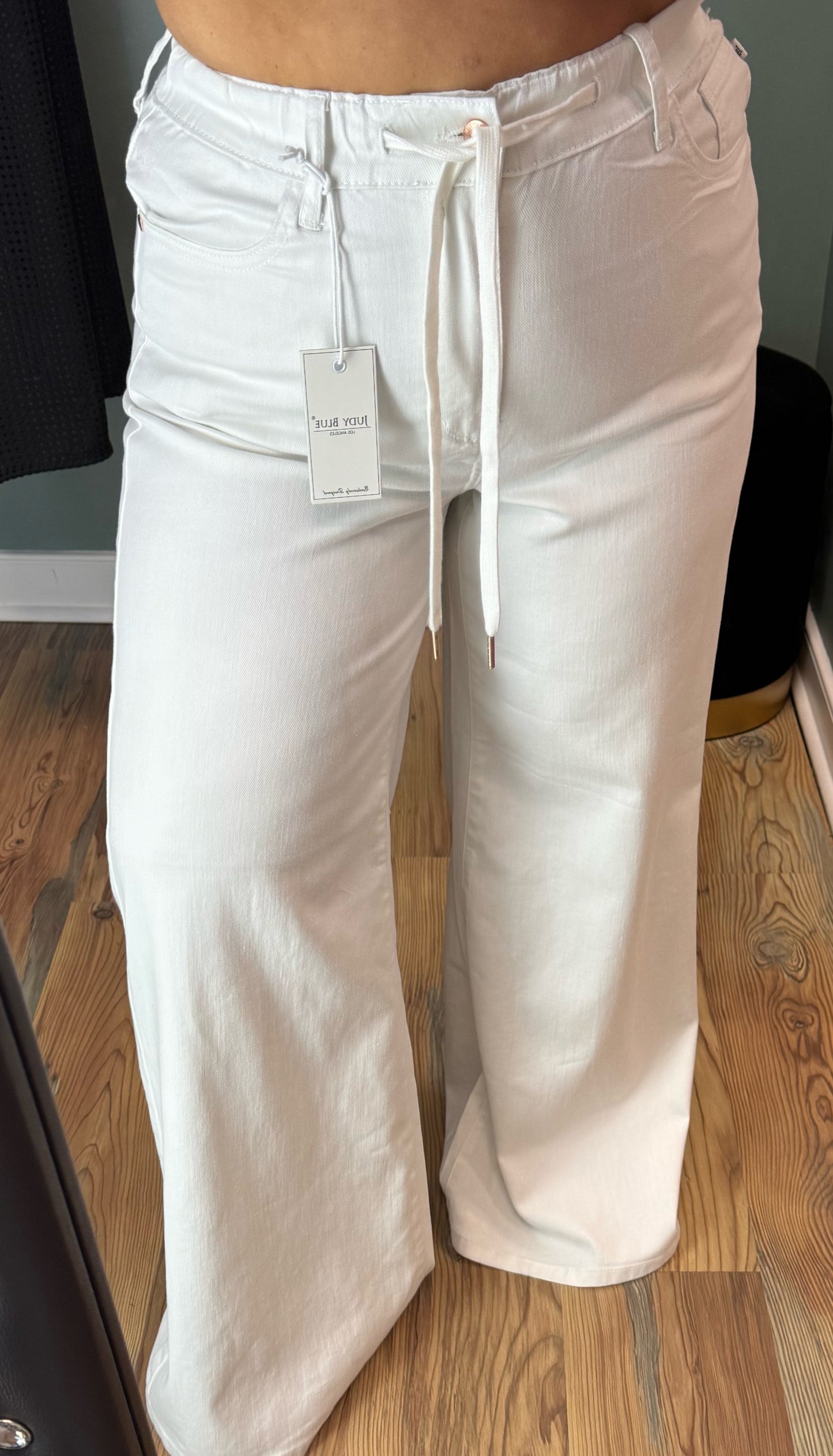 Judy Blue White Palazzo Elastic Waist