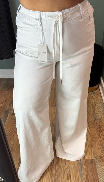 Judy Blue White Palazzo Elastic Waist