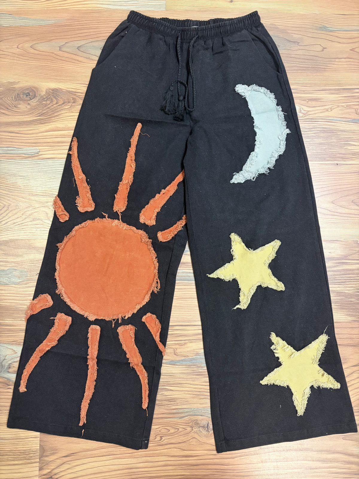 Washed Black Star Sun Moon Pants