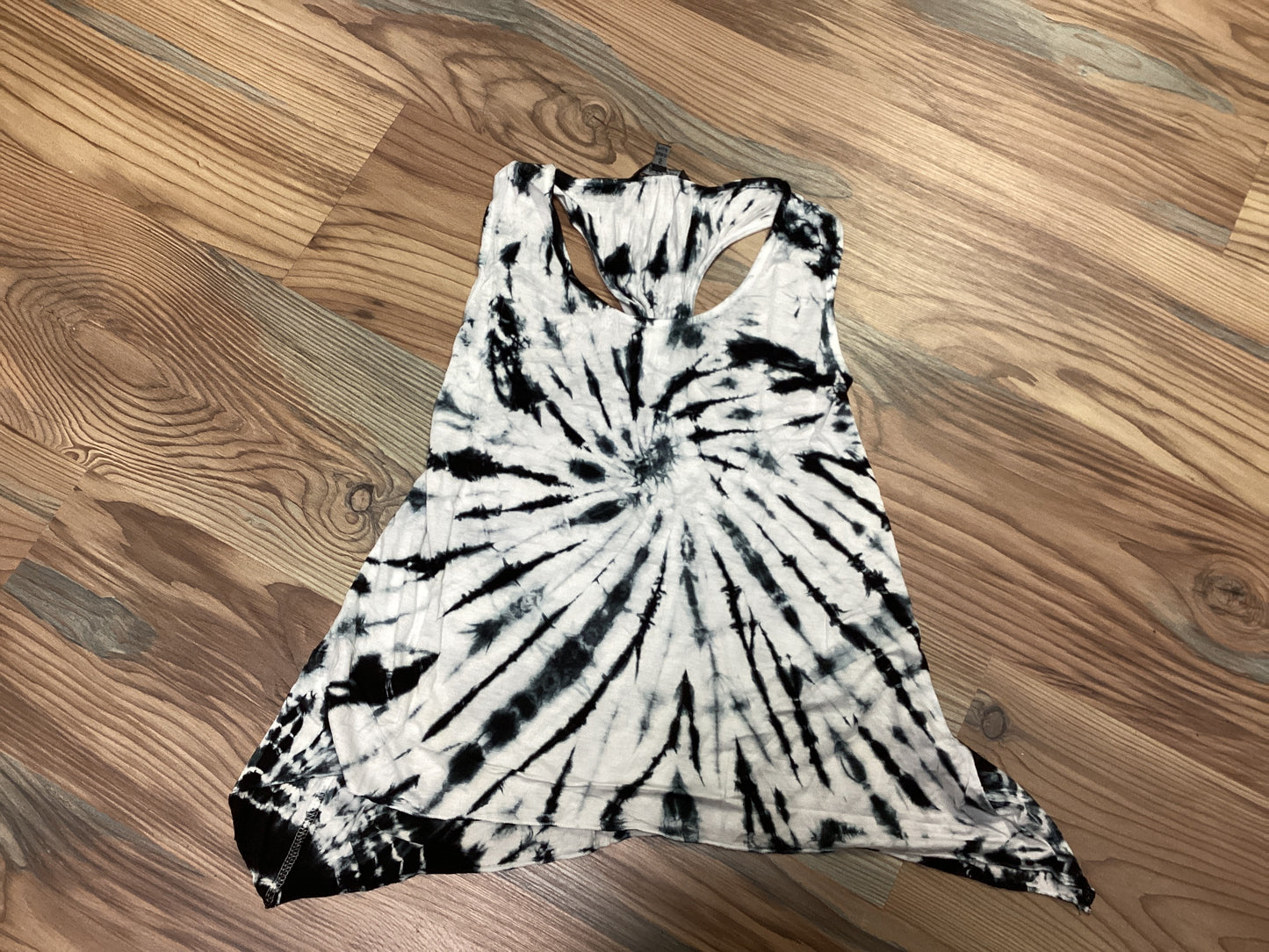 Black White Twist Racer Tank