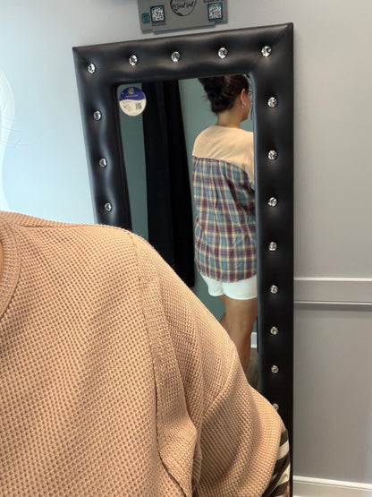 Tan Waffle Plaid Long Sleeve