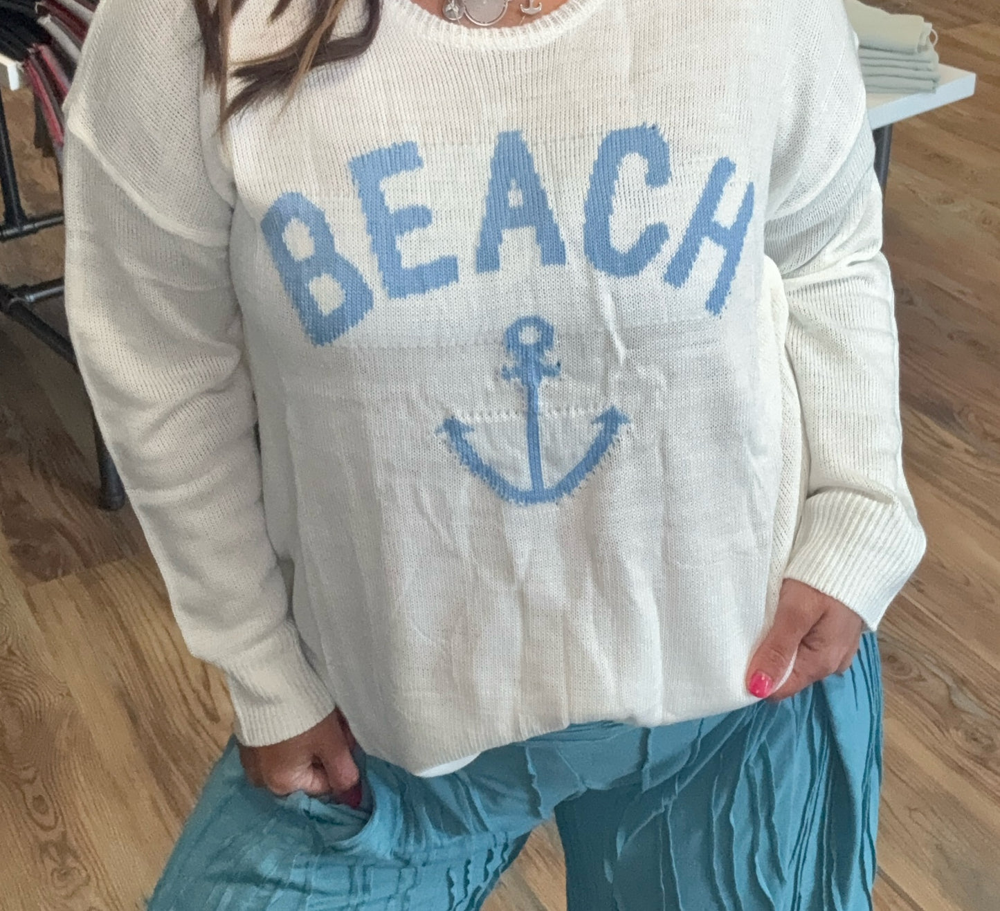 White Beach Anchor Knit