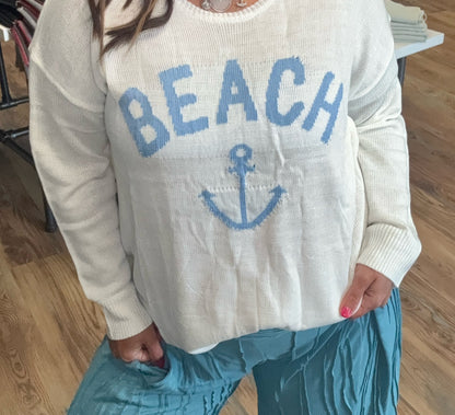 White Beach Anchor Knit