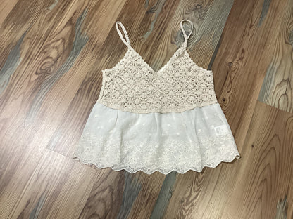 Cream Crocheted Eyelet Tank