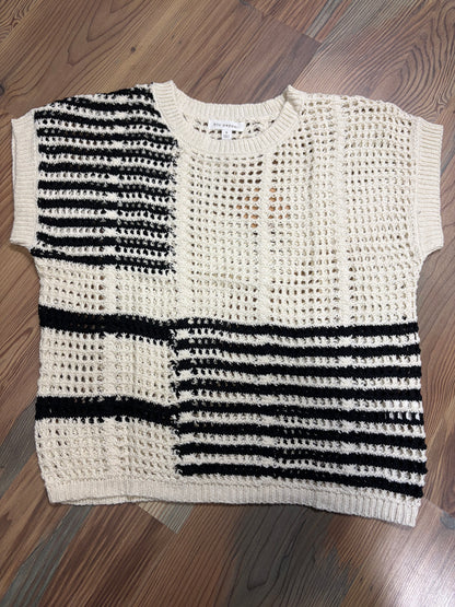 Cream Black Blocked Knit