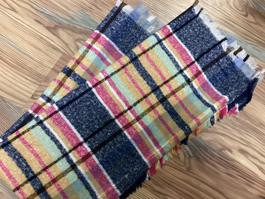 Navy Plaid Colorful Scarf