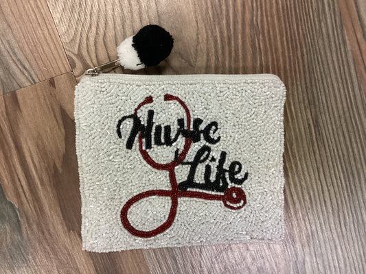 Nurse Life Seed Bead Coin Purse