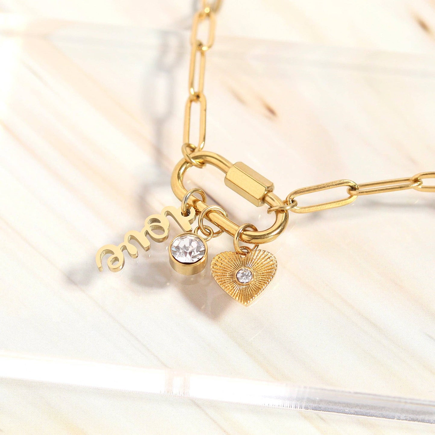 Carabiner Paperclip Charm Necklace