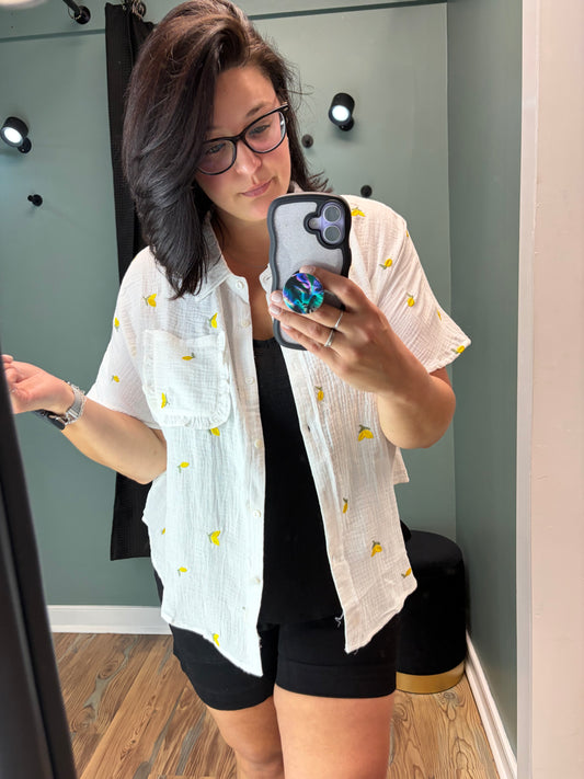 Lemon Short Sleeve Button Down