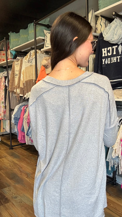 Heathered Grey Softy Hacci Long Sleeve Zenana