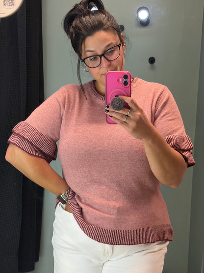 Mauve Contrast Rib Top