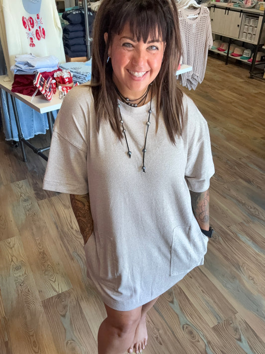 Heathered Tan T Shirt Dress