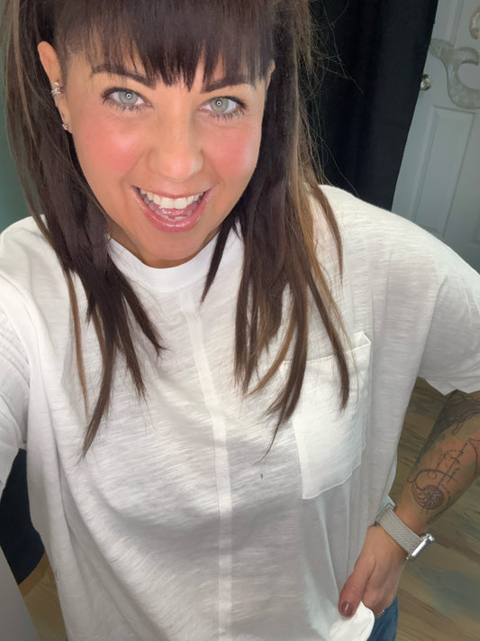 Ivory Cotton Slub Short Sleeve