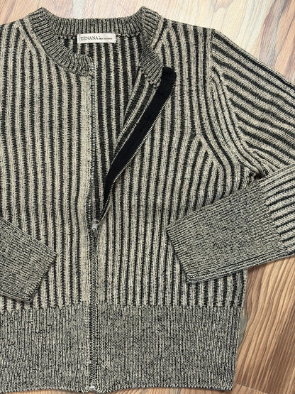 Black Two Tone Zip Knit