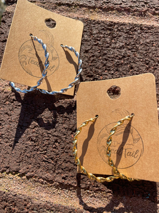 18k PVD Twist Hoops