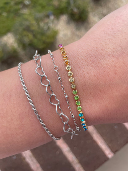 Gold Dipped Rainbow Tennis Bracelet