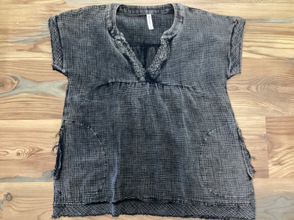 Washed Black Babydoll Top