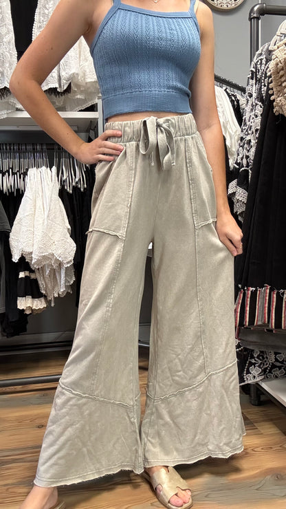 Mineral Wash Wide Leg Pants