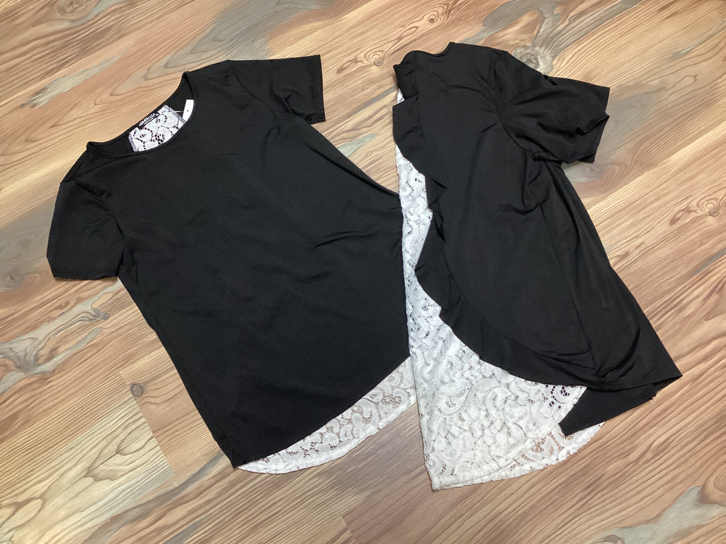 Black Eyelet Back Short Sleeve
