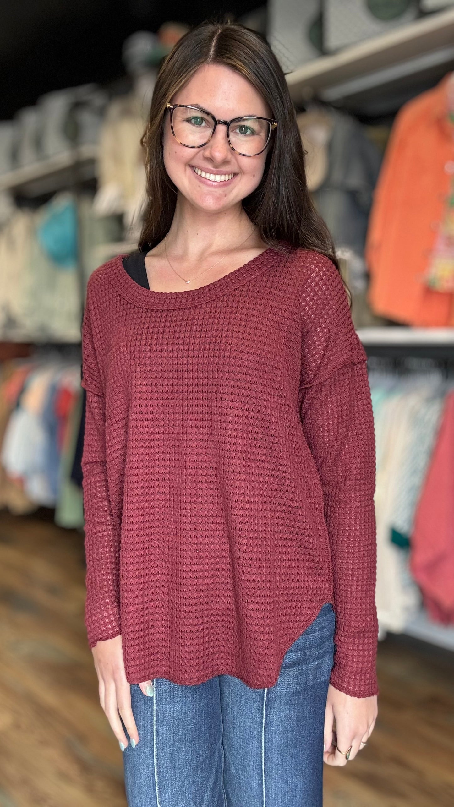 Merlot Waffle Long Sleeve