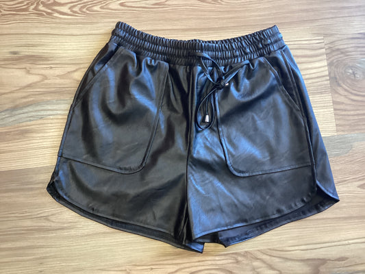 Black Faux Leather Dolphin Shorts