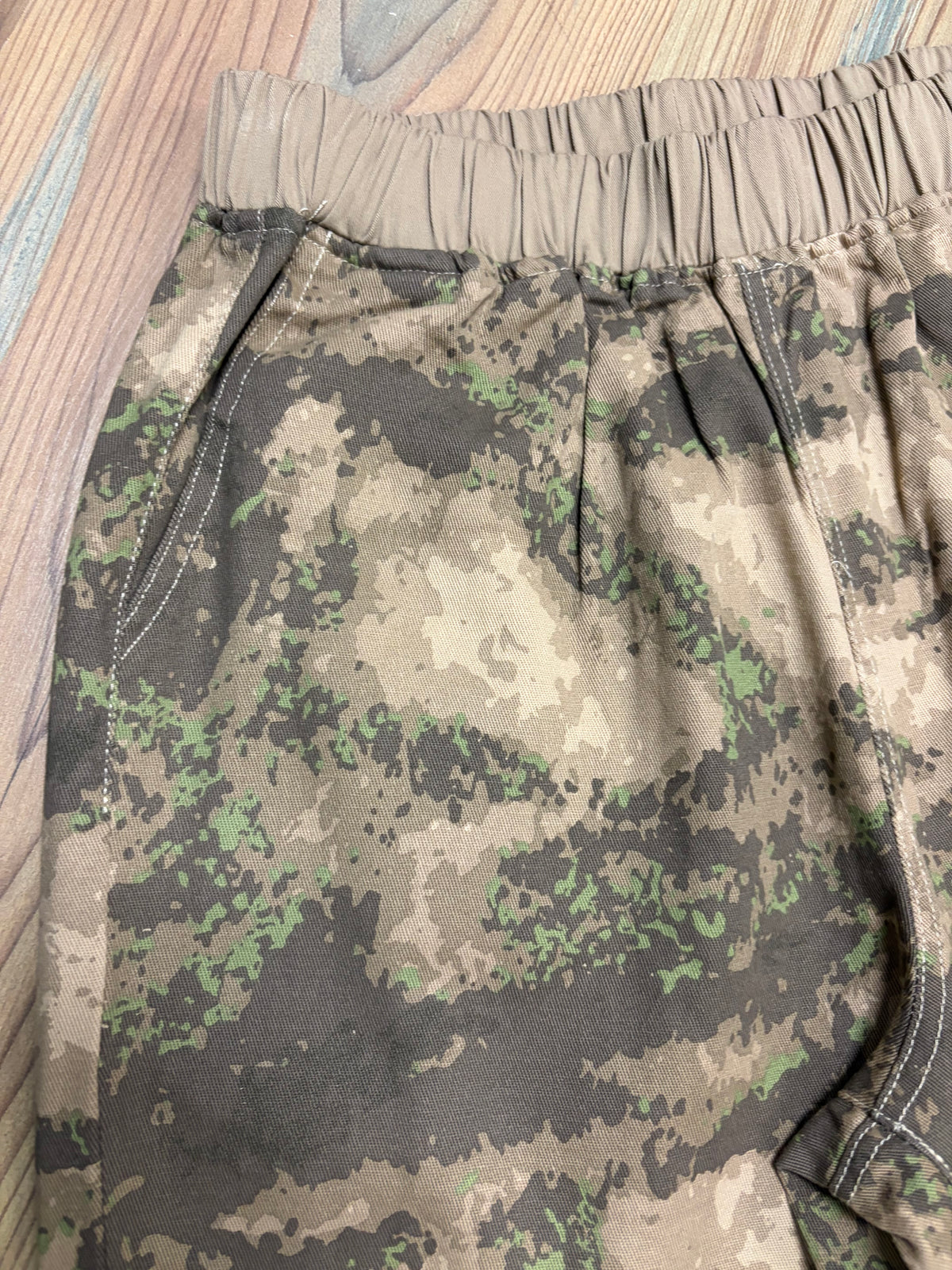 Camo Elastic Waist Cotton Pants