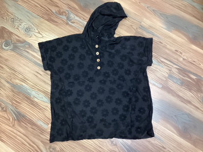 Black Floral Short Sleeve Hoodie