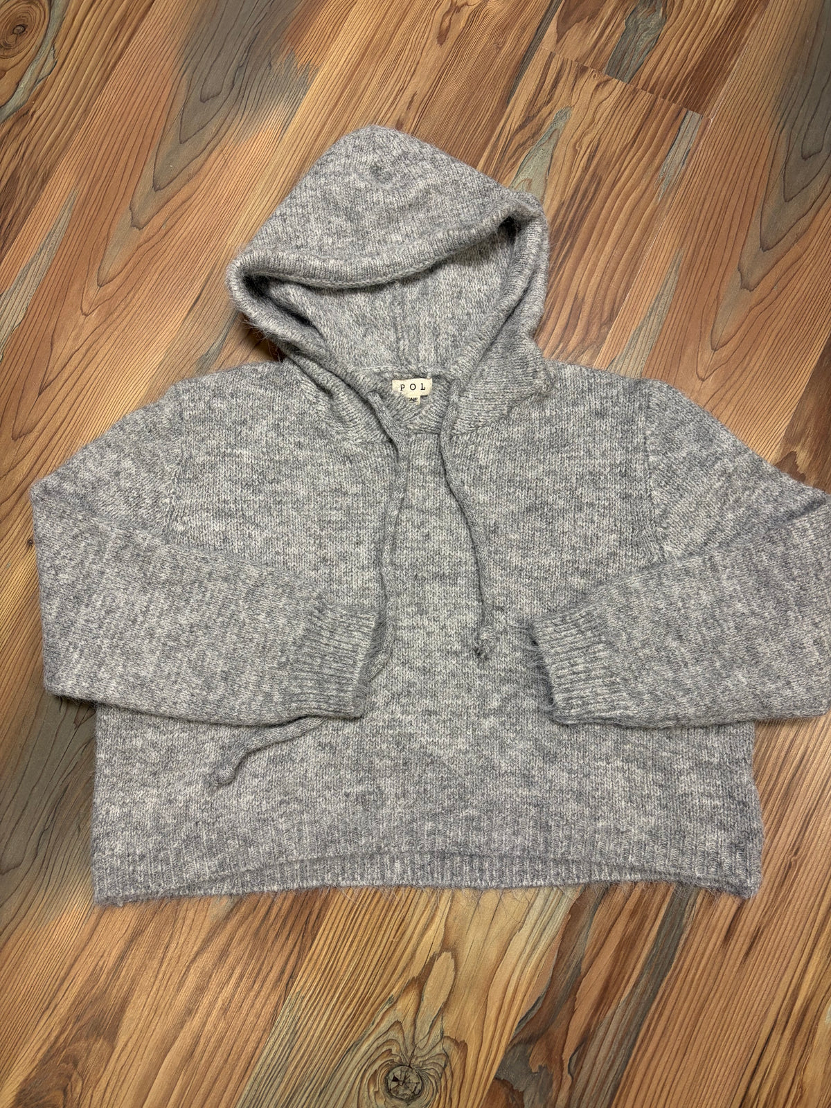 POL Grey Brushed Crop Hoodie