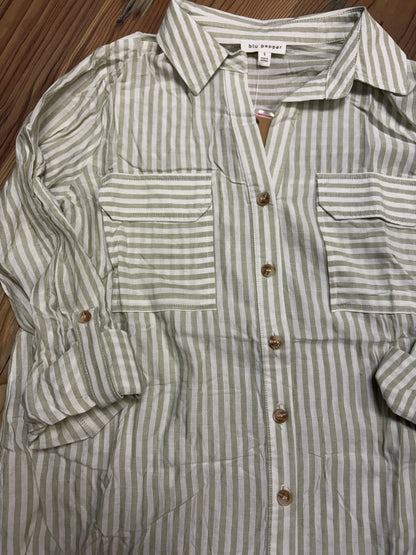 Sage Cream Striped Button Down