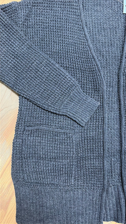 Midnight Open Front Waffle Cardi