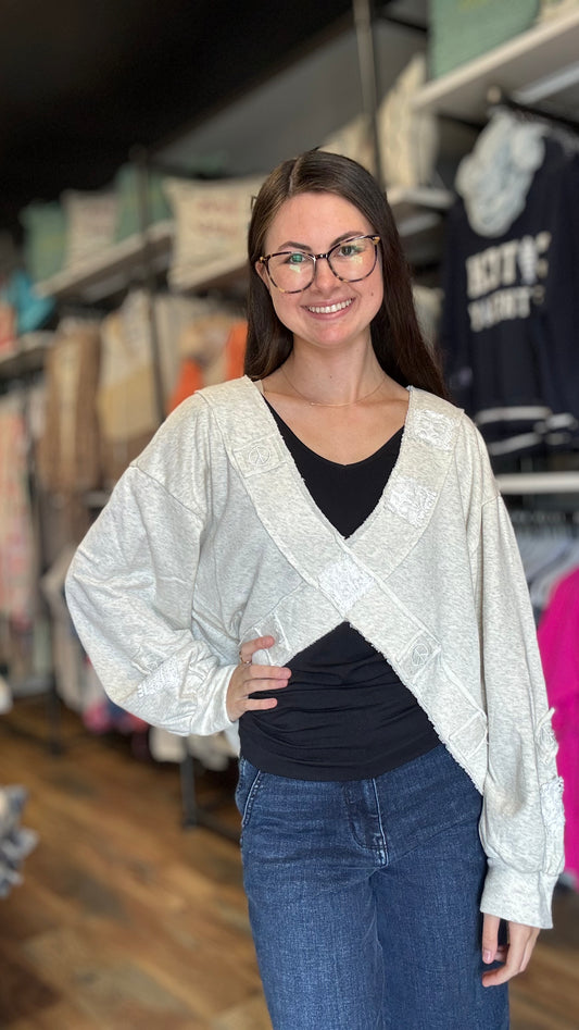 Oatmeal Criss Cross Long Sleeve