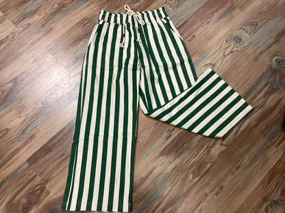 Green Striped Twill Pants