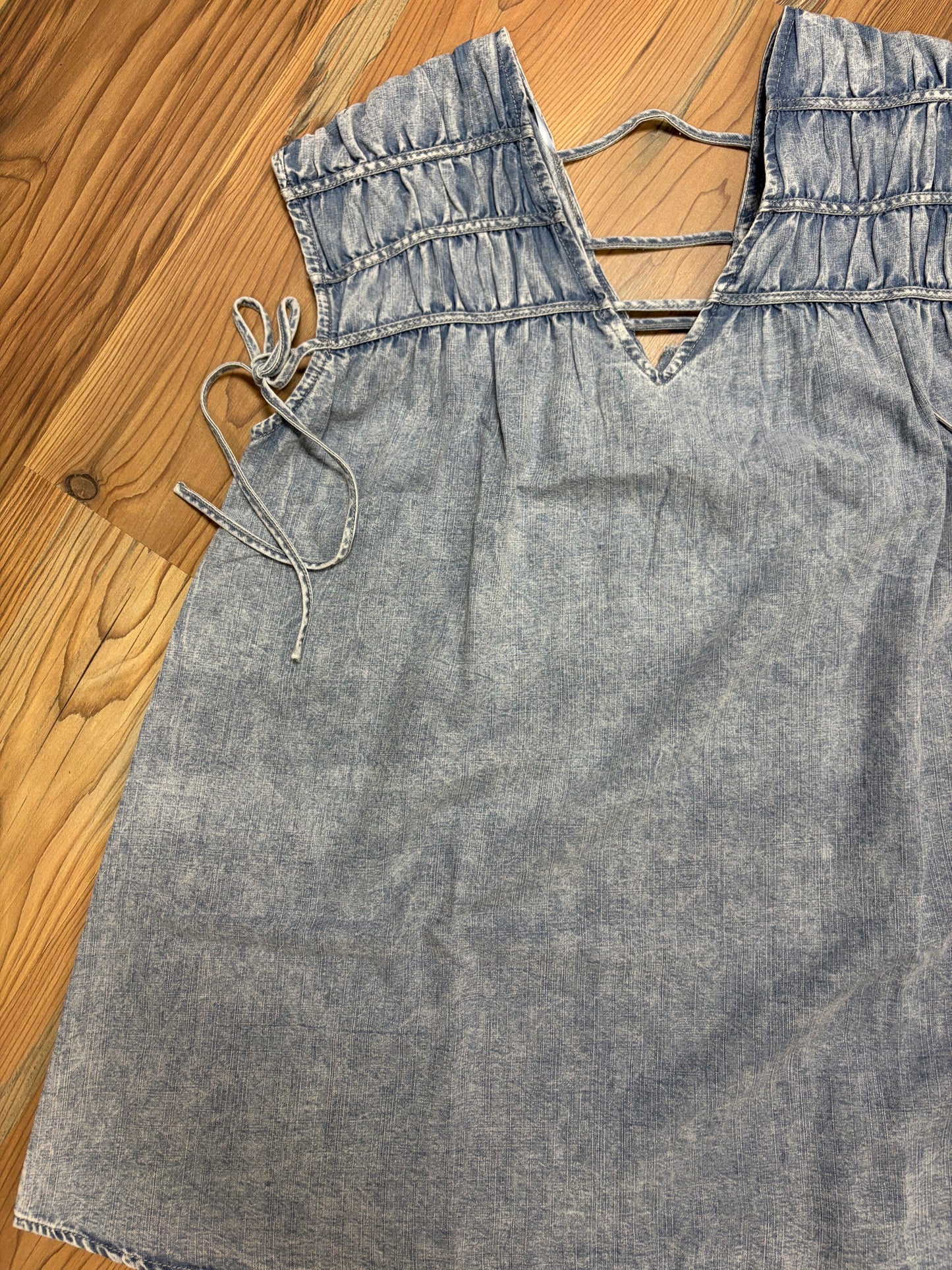 Denim V Neck Mini Dress