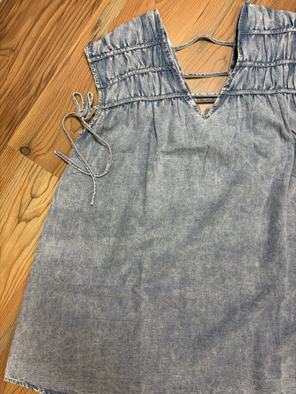 Denim V Neck Mini Dress