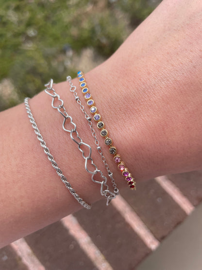 Gold Dipped Rainbow Tennis Bracelet