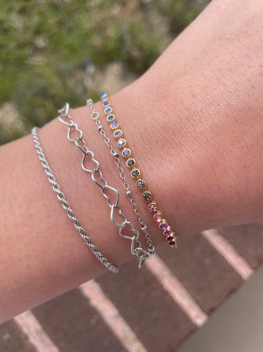 Gold Dipped Rainbow Tennis Bracelet