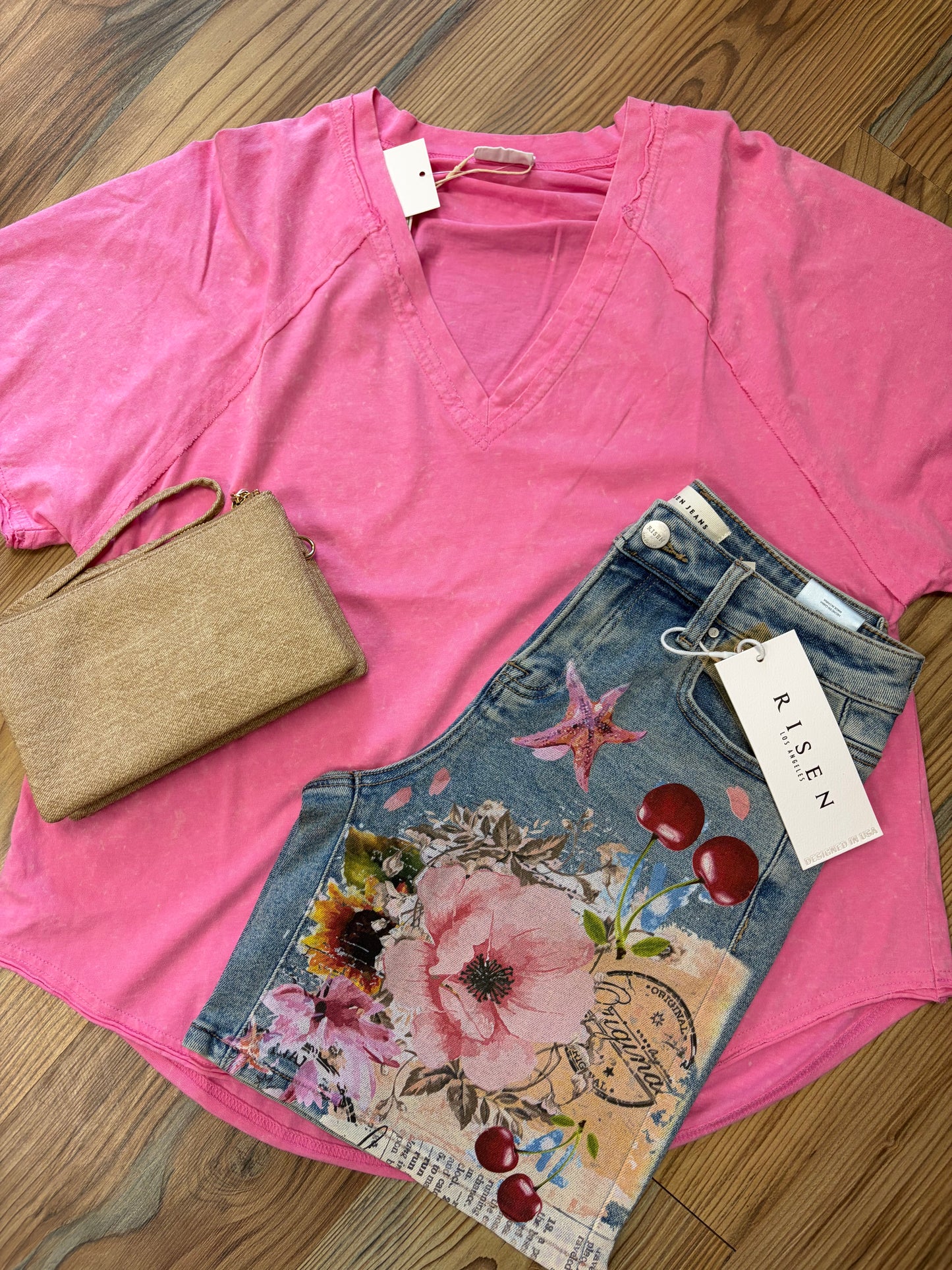 Pink Vintage V Neck