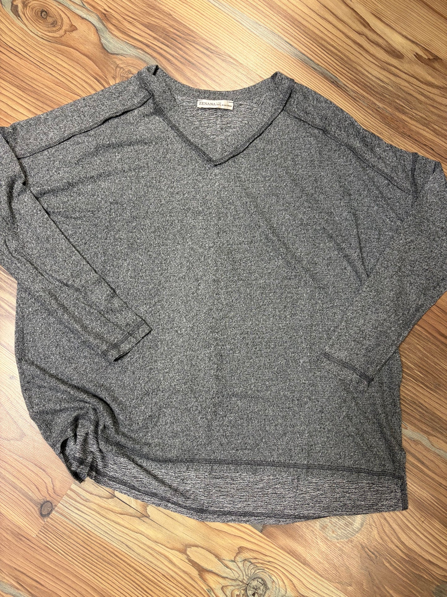 Washed Black Softy Hacci Long Sleeve