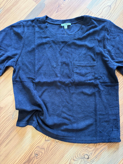 Navy Terry Crop T