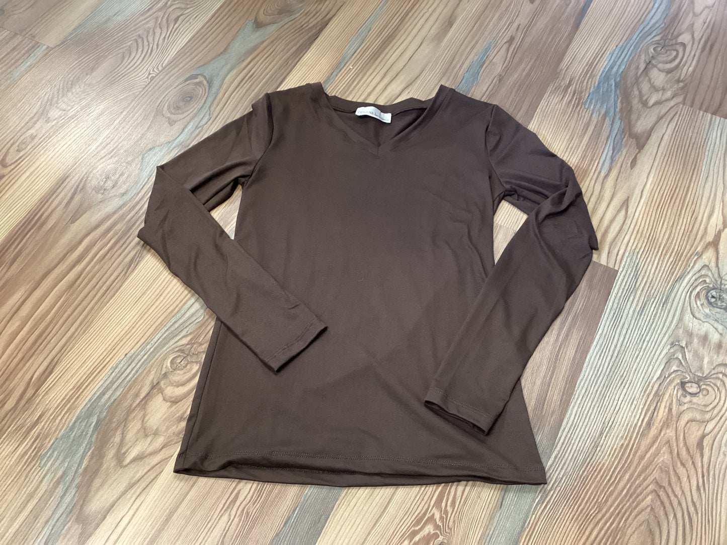 Brown Softy Long Sleeve V Neck