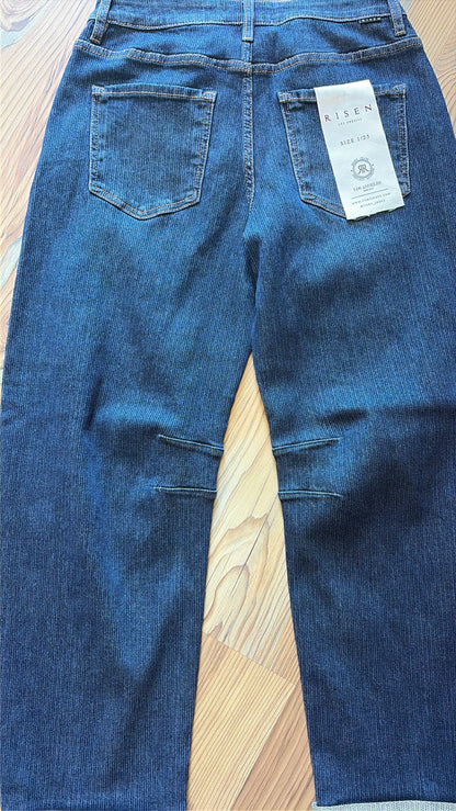Risen Dark Wash Corded Barrel Jeans