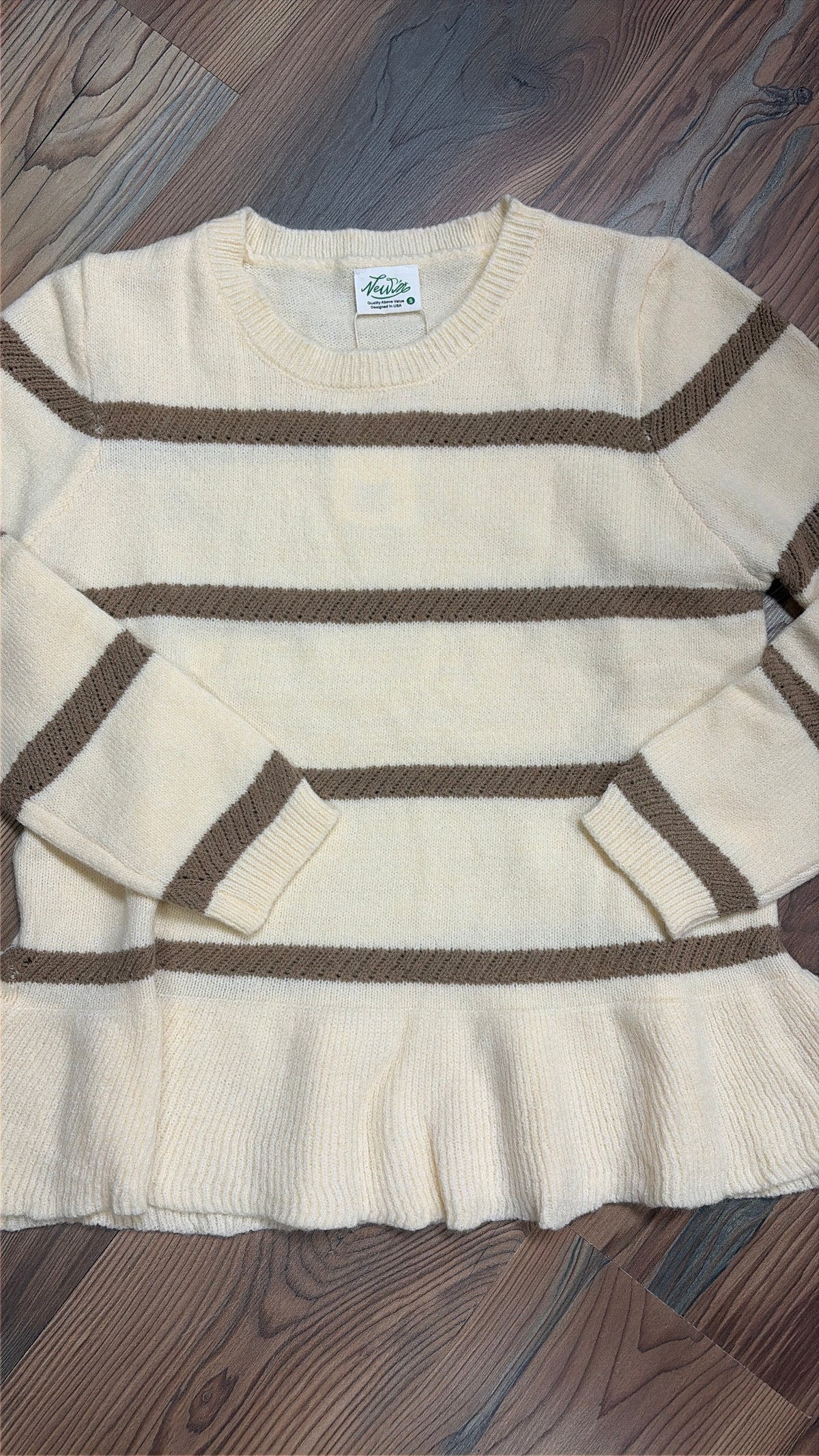 Cream Brown Ruffle Knit