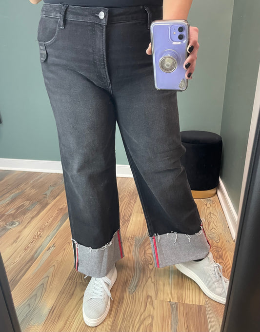 Risen Black Wide Tummy Control Jeans