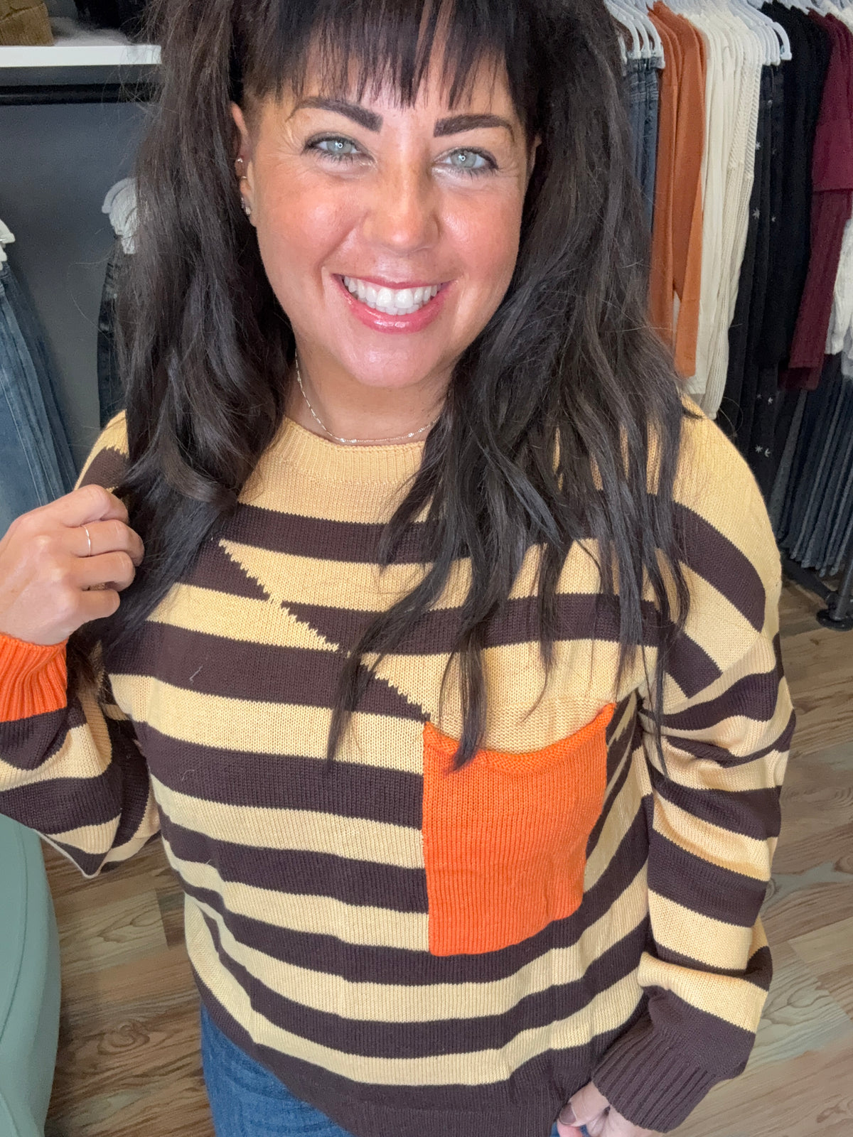 Brown Yellow Stripe Knit