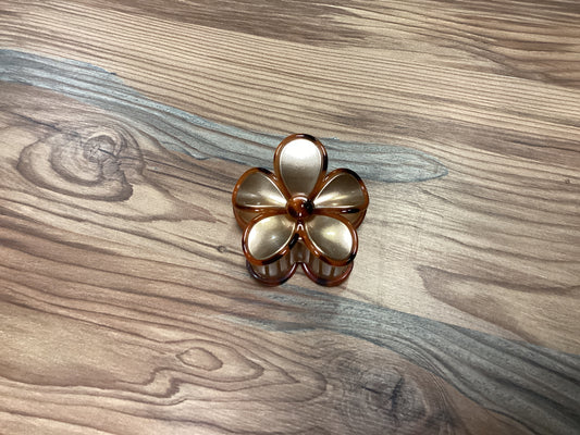 Gold Brown Flower Claw Clip