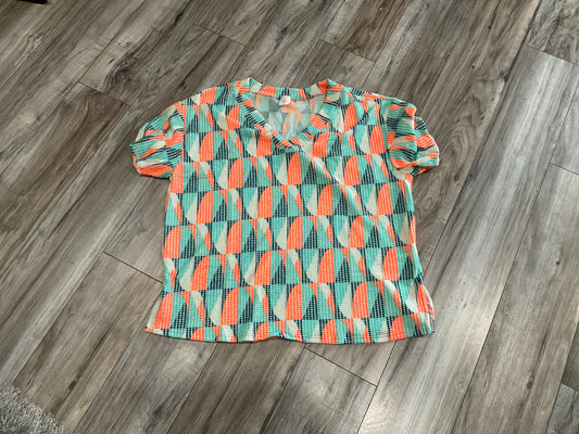 Teal And Orange Geometric Shirt