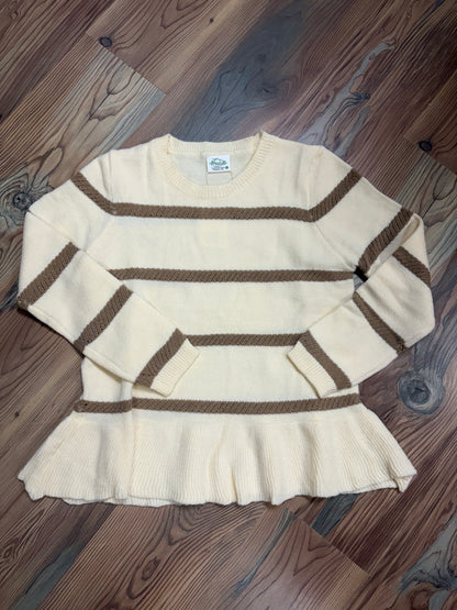 Cream Brown Ruffle Knit