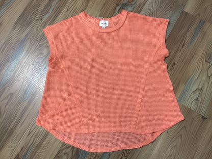 Coral Waffle Knit Top