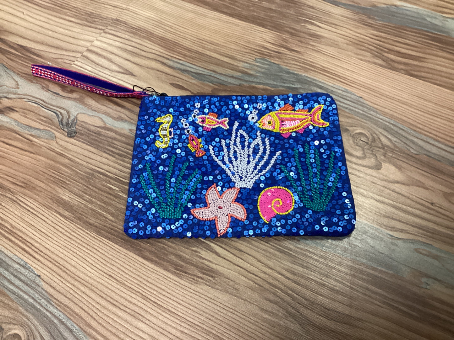 Blue Ocean Creatures Wristlet